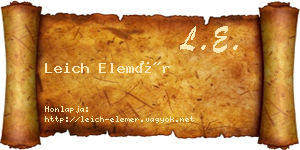 Leich Elemér névjegykártya